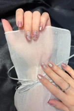 Kısa Küt İnci Taşı Süslemeli 10 Adet Takma Tırnak Seti T051 - Görsel 2