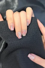 Kısa Küt İnci Taşı Süslemeli 10 Adet Takma Tırnak Seti T051 - Görsel 4