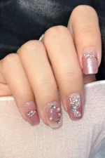 Kısa Küt İnci Taşı Süslemeli 10 Adet Takma Tırnak Seti T051 - Görsel 5