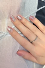 Kısa Küt İnci Taşı Süslemeli 10 Adet Takma Tırnak Seti T051 - Görsel 6