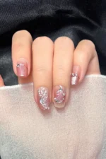 Kısa Küt İnci Taşı Süslemeli 10 Adet Takma Tırnak Seti T051 - Görsel 7