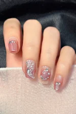 Kısa Küt İnci Taşı Süslemeli 10 Adet Takma Tırnak Seti T051 - Görsel 8