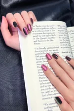 Koyu Bordo Kedi Gözü Kısa Küt 10 Adet Takma Tırnak Seti T109 - Görsel 3