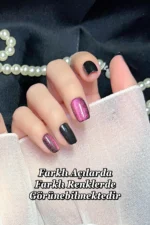 Koyu Bordo Kedi Gözü Kısa Küt 10 Adet Takma Tırnak Seti T109 - Görsel 5