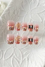 Ombre Elmas Taşlı 10 Adet Takma Tırnak Seti T087 - Görsel 4