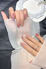 Ombre Kedi Gözü Kısa Küt 10 Adet Takma Tırnak Seti T003