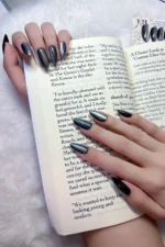 Siyah Kedi Gözü Tırnak Orta Badem 10 Adet Takma Tırnak Seti T139 - Görsel 5