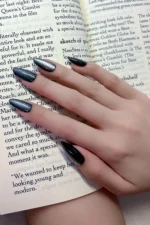 Siyah Kedi Gözü Tırnak Orta Badem 10 Adet Takma Tırnak Seti T139 - Görsel 6