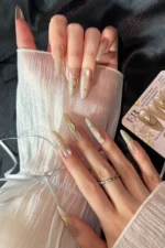 Stiletto Takma Tırnak Kedi Gözü 10 Adet Tırnak T160