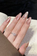 Uzun Badem Pembe 10 Adet Takma Tırnak Seti T104