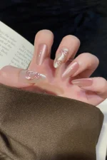 Uzun Badem Pembe 10 Adet Takma Tırnak Seti T104 - Görsel 5