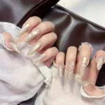 Uzun Stiletto Yılan Kabartmalı 10 Adet Takma Tırnak Seti T135