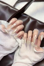 Uzun Stiletto Yılan Kabartmalı 10 Adet Takma Tırnak Seti T135