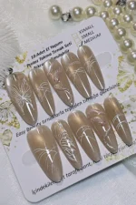 Uzun Stiletto Yılan Kabartmalı 10 Adet Takma Tırnak Seti T135 - Görsel 4