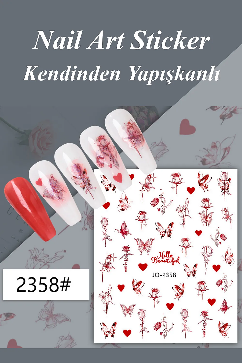 nail-art-sticker-kendinden-yapiskanli-tirnak-susleme-tirnak-dovmesi-stikir-2358-1 Nail Art Sticker Kendinden Yapışkanlı, Tırnak Süsleme, Tırnak Dövmesi Stikır 2358 - Görsel 1