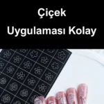 Nail Art Sticker Kendinden Yapışkanlı, Tırnak Süsleme, Tırnak Dövmesi Stikır SIYAH-CICEK
