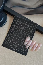 Nail Art Sticker Kendinden Yapışkanlı, Tırnak Süsleme, Tırnak Dövmesi Stikır SIYAH-CICEK - Görsel 2