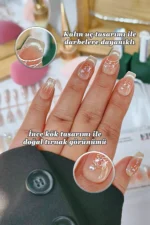 Naturel Kedi Gözü Protez Tırnak 10 Adet El Yapımı Takma Tırnak Seti 2308 - Görsel 2