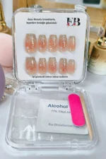 Naturel Kedi Gözü Protez Tırnak 10 Adet El Yapımı Takma Tırnak Seti 2308 - Görsel 5