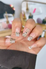 Naturel Kedi Gözü Protez Tırnak 10 Adet El Yapımı Takma Tırnak Seti 2313 - Görsel 6