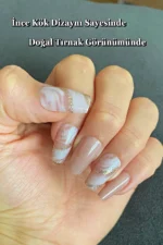 Nude 24 Adet Simli Küt Takma Tırnak Seti Desenli.  W1498 - Görsel 4