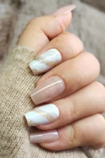 Nude 24 Adet Simli Küt Takma Tırnak Seti Desenli.  W1498 - Görsel 7