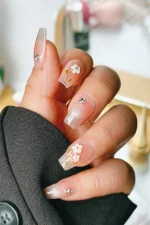 Ombre Cat Eye Protez Tırnak 10 Adet El Yapımı Takma Tırnak Seti 2106