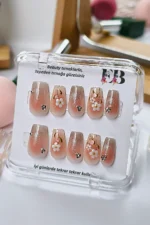 Ombre Cat Eye Protez Tırnak 10 Adet El Yapımı Takma Tırnak Seti 2106 - Görsel 7