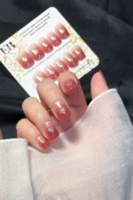 ombre-kisa-kut-24-adet-takma-tirnak-seti-kalp-simli-tirnak-r744