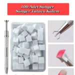 Ombre Nail Art Sünger ve Tutucu Kalem Seti 100 Adet Sünger ve Omre Sünger