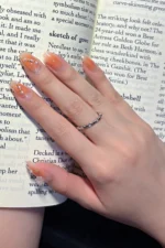 Ombre Takma Tırnak Balerin İnci Taneli Orta Uzun 24 Adet Takma Tırnak Seti Z402 - Görsel 2