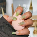 Ombre Yeşil Protez Tırnak 10 Adet El Yapımı Takma Tırnak Seti 3611