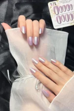 Oval Takma Tırnak 24 Adet Pembe Takma Tırnak Seti W1190 - Görsel 7