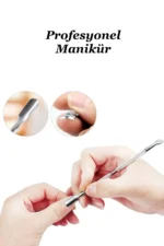 Paslanmaz Çelik Kronk Tırnak Eti Itici Ve Oje Çıkarıcı Profesyonel Et Itici - Görsel 3