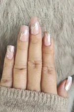 Pembe ve Simli Küt Takma Tırnak Seti 24'lü. Saklama Kutulu. Yapıştırıcı ve Aksesuarlı W1351 - Görsel 2