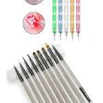 Profesyonel Yüksek Kalite 9'lu Tırnak Süsleme Fırçası ve 5'li Dot Kalem Seti. Nail Art Fırça Seti