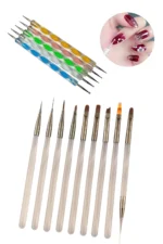 Profesyonel Yüksek Kalite 9'lu Tırnak Süsleme Fırçası ve 5'li Dot Kalem Seti. Nail Art Fırça Seti - Görsel 3