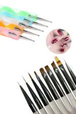 Profesyonel Yüksek Kalite 9'lu Tırnak Süsleme Fırçası ve 5'li Dot Kalem Seti. Nail Art Fırça Seti - Görsel 4