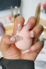 Protez Tırnak Çiçek Desenli 10 Adet El Yapımı Takma Tırnak Seti 3404 - Görsel 5