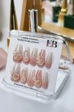 Protez Tırnak Çiçek Desenli 10 Adet El Yapımı Takma Tırnak Seti 3404 - Görsel 7