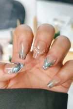 Protez Tırnak Balık Kuyruğu Desen 10 Adet El Yapımı Takma Tırnak Seti 2311 - Görsel 7