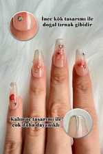 Protez Tırnak Tavşan Desen 10 Adet El Yapımı Takma Tırnak Seti 3888 - Görsel 3