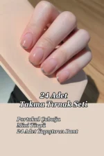 Simli French Kısa Küt Takma Tırnak Seti Tırnak 24 Adet Tırnak R162 - Görsel 11