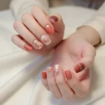 Simli Kısa Küt Takma Tırnak Seti Mat Tırnak 24 Adet Tırnak R702