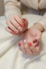 Simli Kısa Küt Takma Tırnak Seti Mat Tırnak 24 Adet Tırnak R702