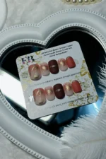 Simli Kısa Küt Takma Tırnak Seti Mat Tırnak 24 Adet Tırnak R702 - Görsel 4