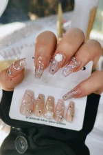 Simli Protez Tırnak 10 Adet El Yapımı Takma Tırnak Seti 3405 - Görsel 4