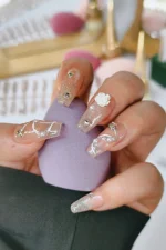 Simli Protez Tırnak 10 Adet El Yapımı Takma Tırnak Seti 3405 - Görsel 6