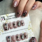 Siyah Kedi Kısa Küt 10 Adet Takma Tırnak Seti T037