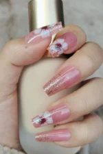 Uzun Takma Tırnak Seti 24'lü Desenli. Yapıştırıcı Ve Aksesuarlı. Coffin Simli Küt Takma Tırnak R758 - Görsel 3